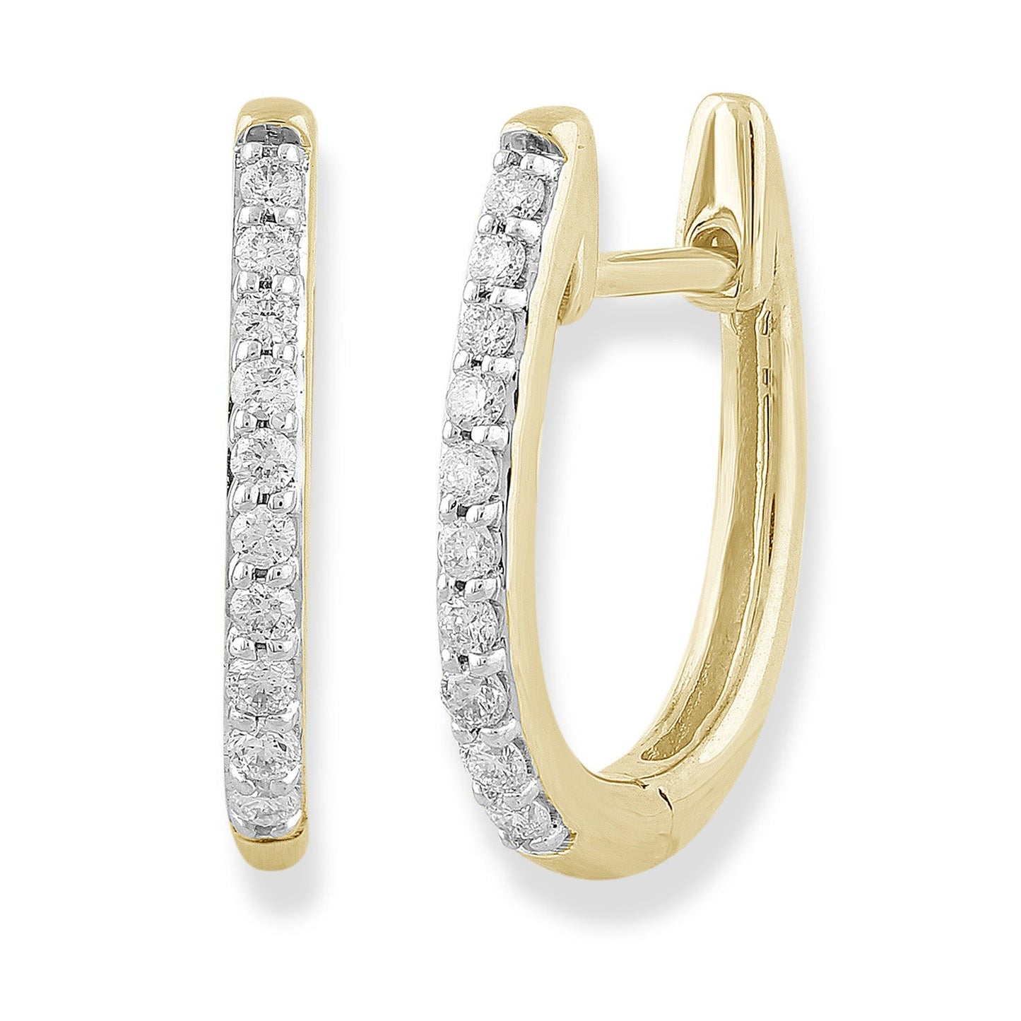 Huggie Earrings with 0.15ct Diamonds in 9ct Yellow Gold