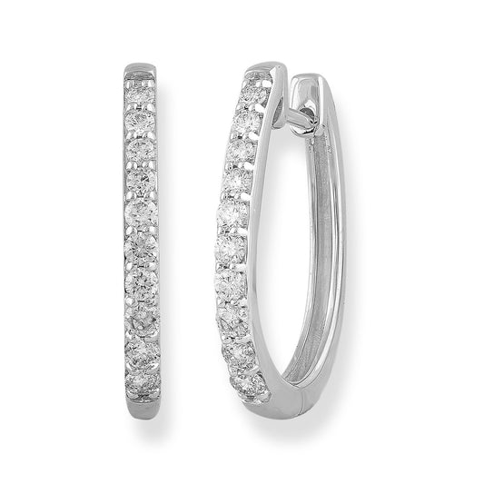 Huggie Earrings with 0.50ct Diamonds in 9ct White Gold