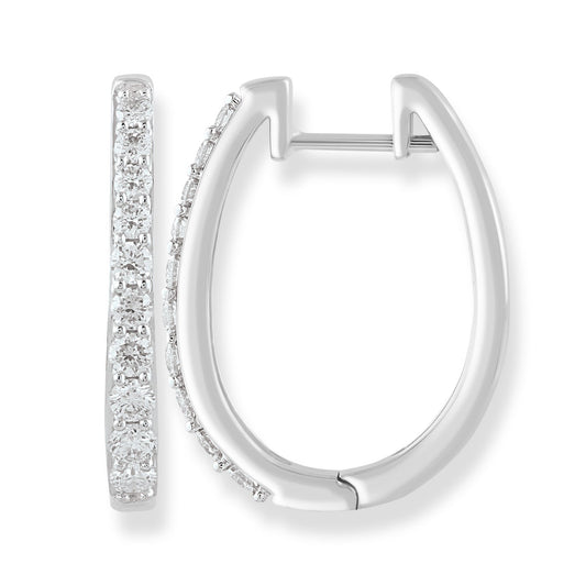 Huggie Earrings with 0.75ct Diamonds in 9ct White Gold