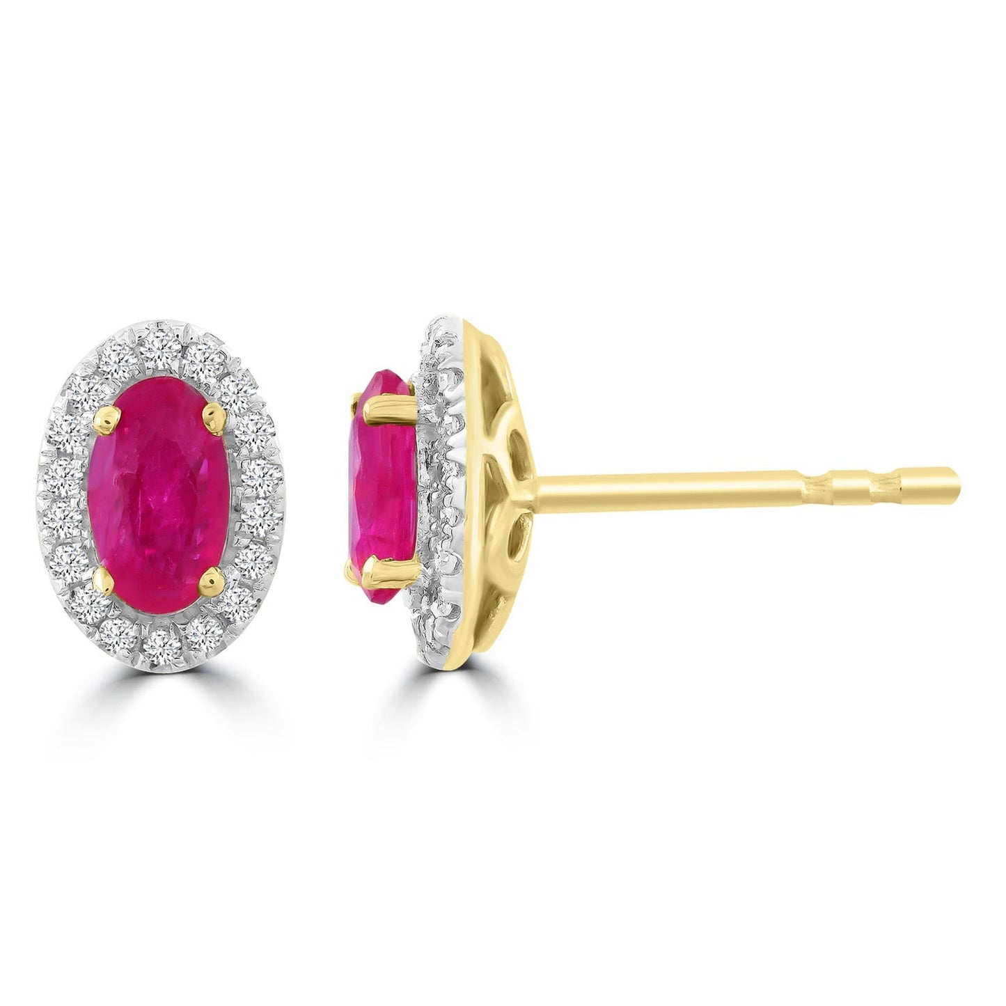 Ruby Stud Earrings with 0.10ct Diamonds in 9ct Yellow Gold