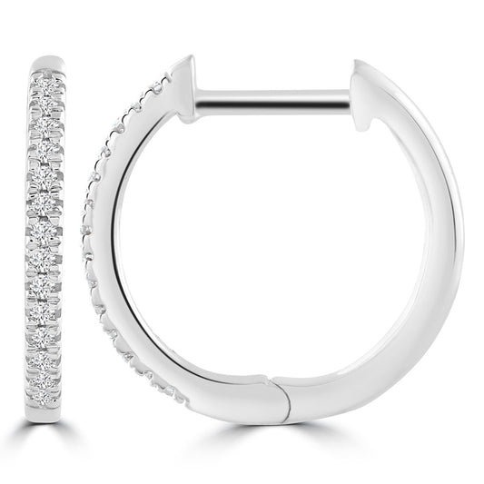 Huggie Earrings with 0.08ct Diamonds in 9ct White Gold