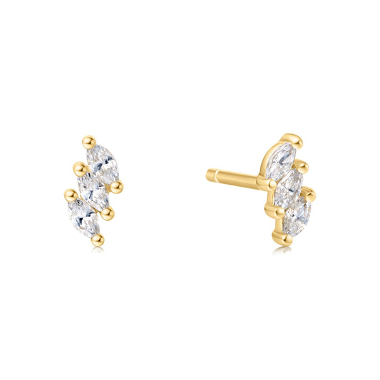 Ania Haie Gold Triple Marquise Stud Earrings
