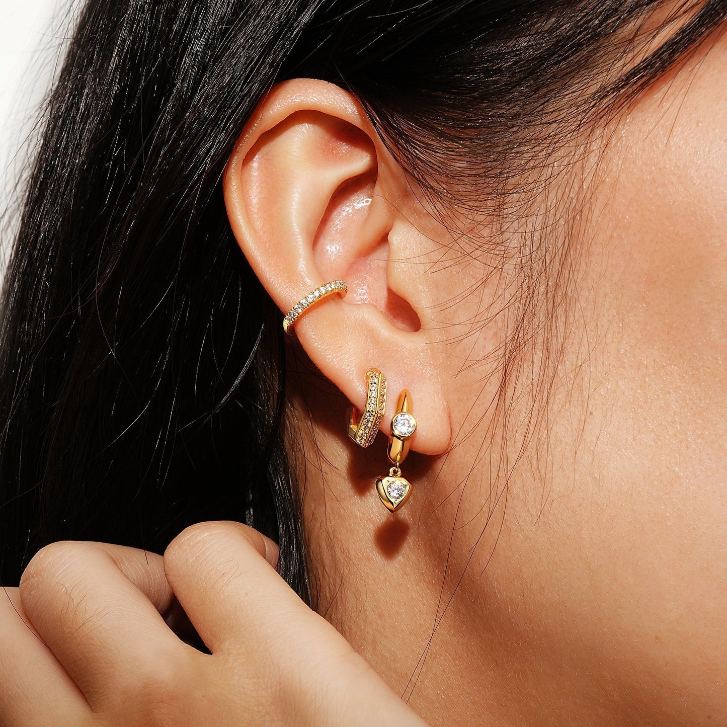 Ania Haie Gold Sparkling Shield Huggie Hoop Earrings