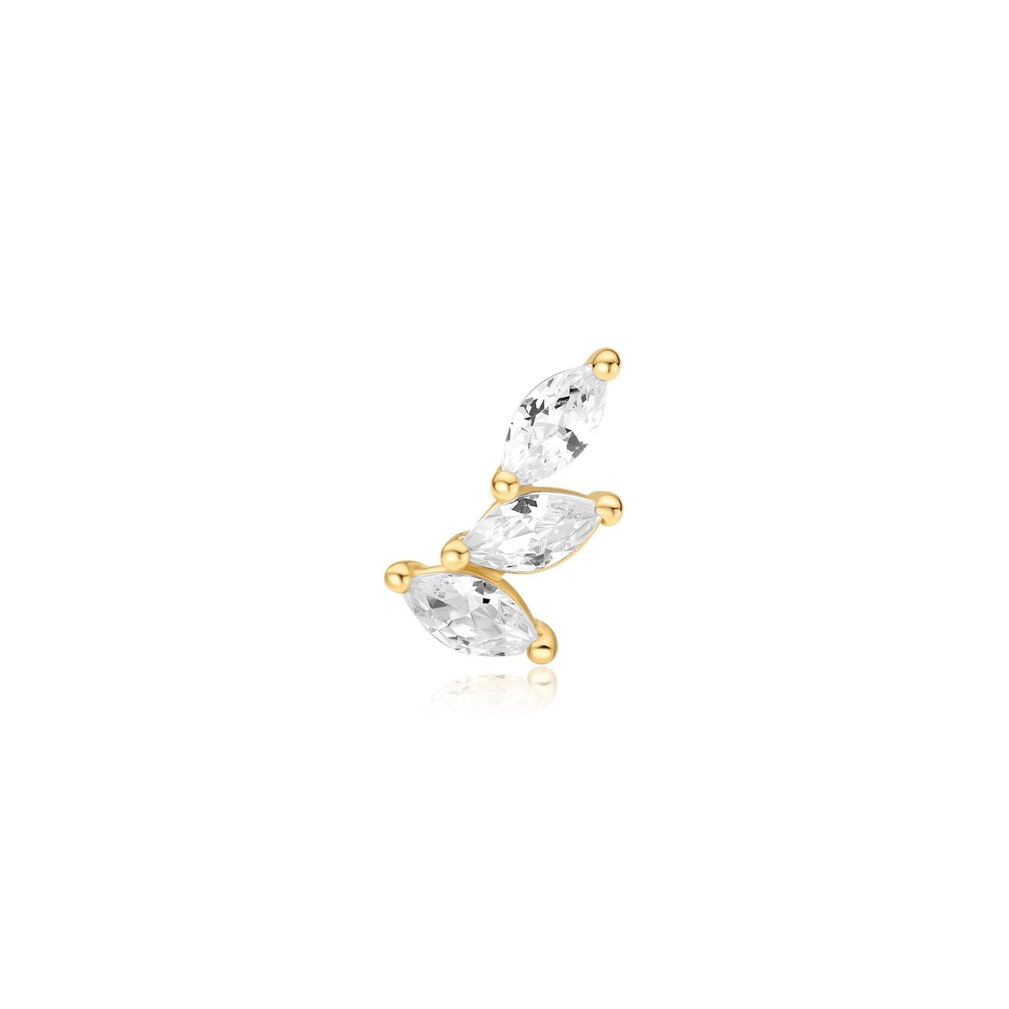 Ania Haie Gold Triple Marquise Barbell Single Earring