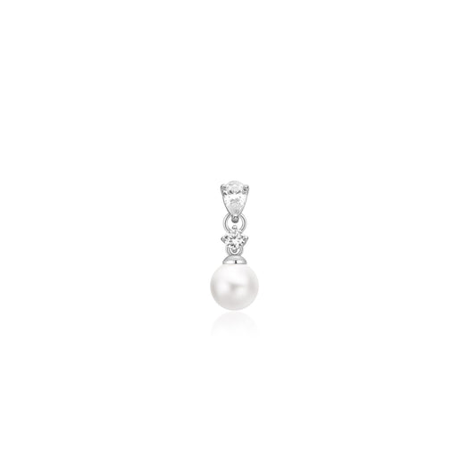Ania Haie Silver Shell Pearl Dangling Barbell Single Earring