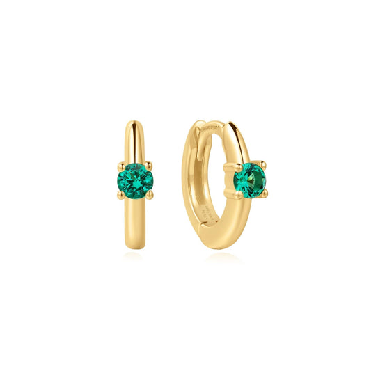 Ania Haie Gold Green Huggie Hoop Earrings