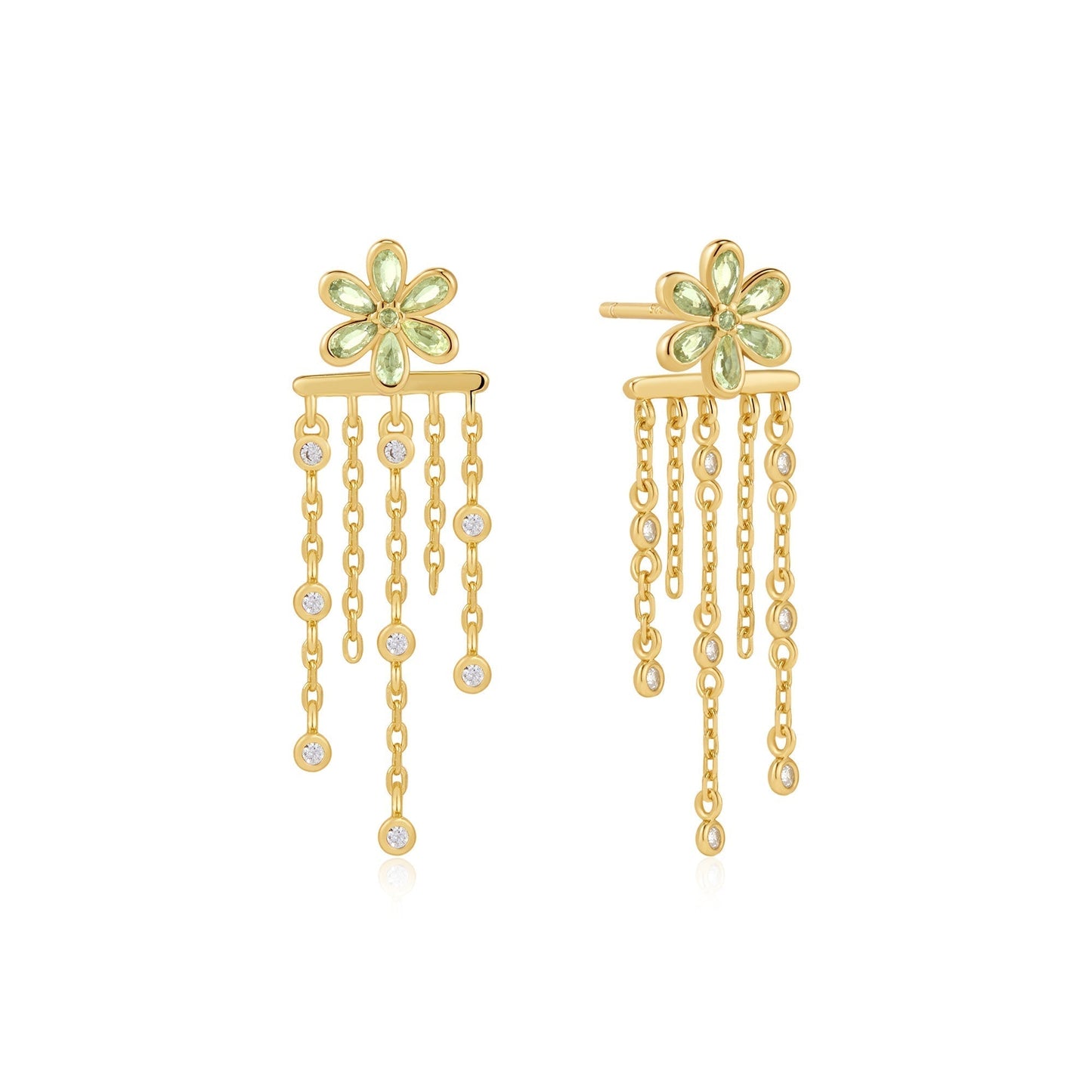 Ania Haie Gold Floral Tassel Drop Stud Earrings