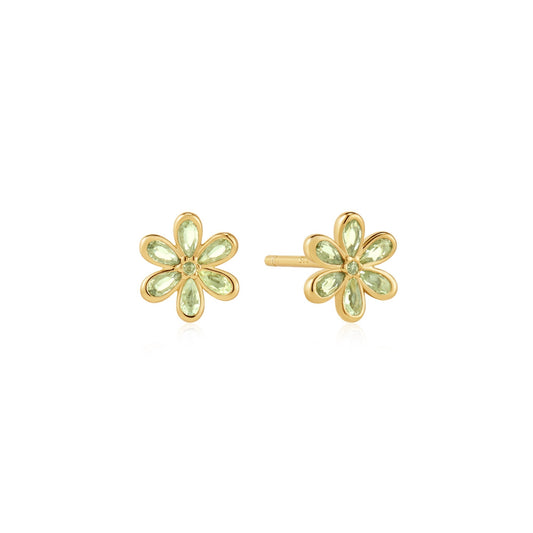 Ania Haie Gold Mint Green Floral Stud Earrings