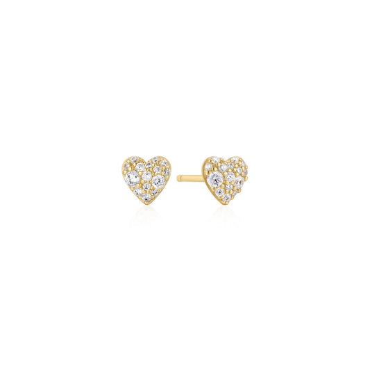 Ania Haie Gold Pave Heart Stud Earrings
