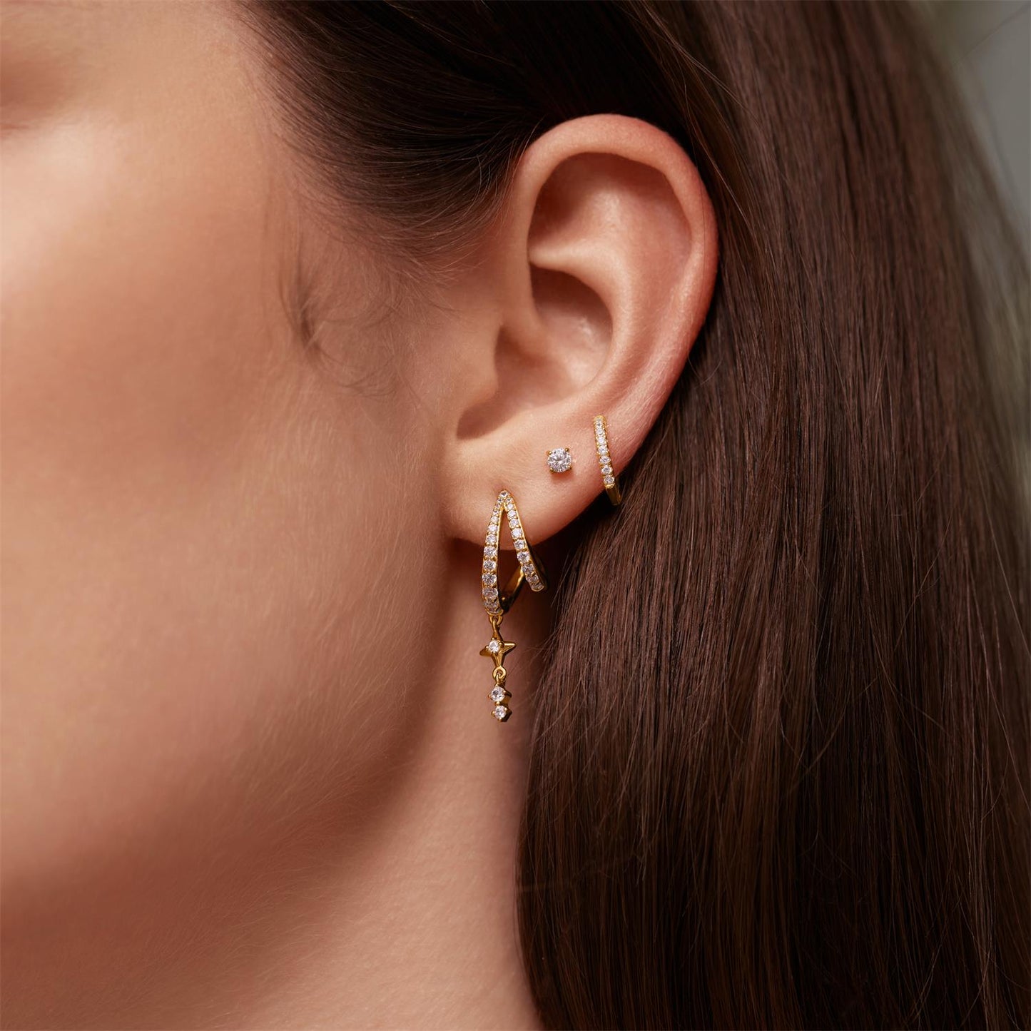 Ania Haie Gold Star Drop Stud Earrings