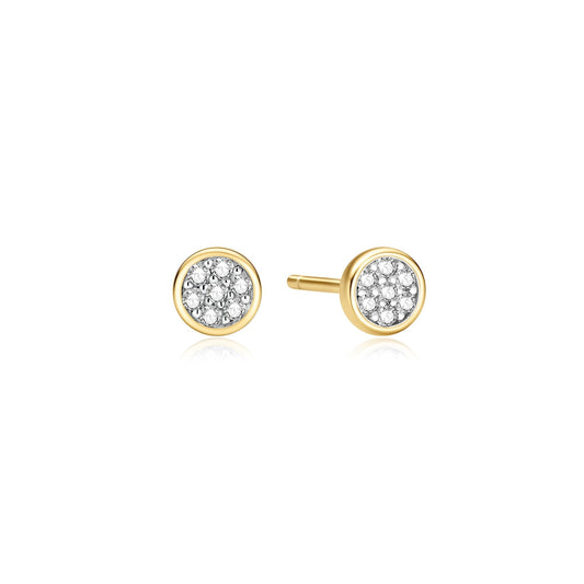 Ania Haie Gold Small Pave Disc Stud Earrings