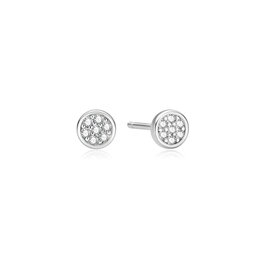 Ania Haie Silver Small Pave Disc Stud Earrings