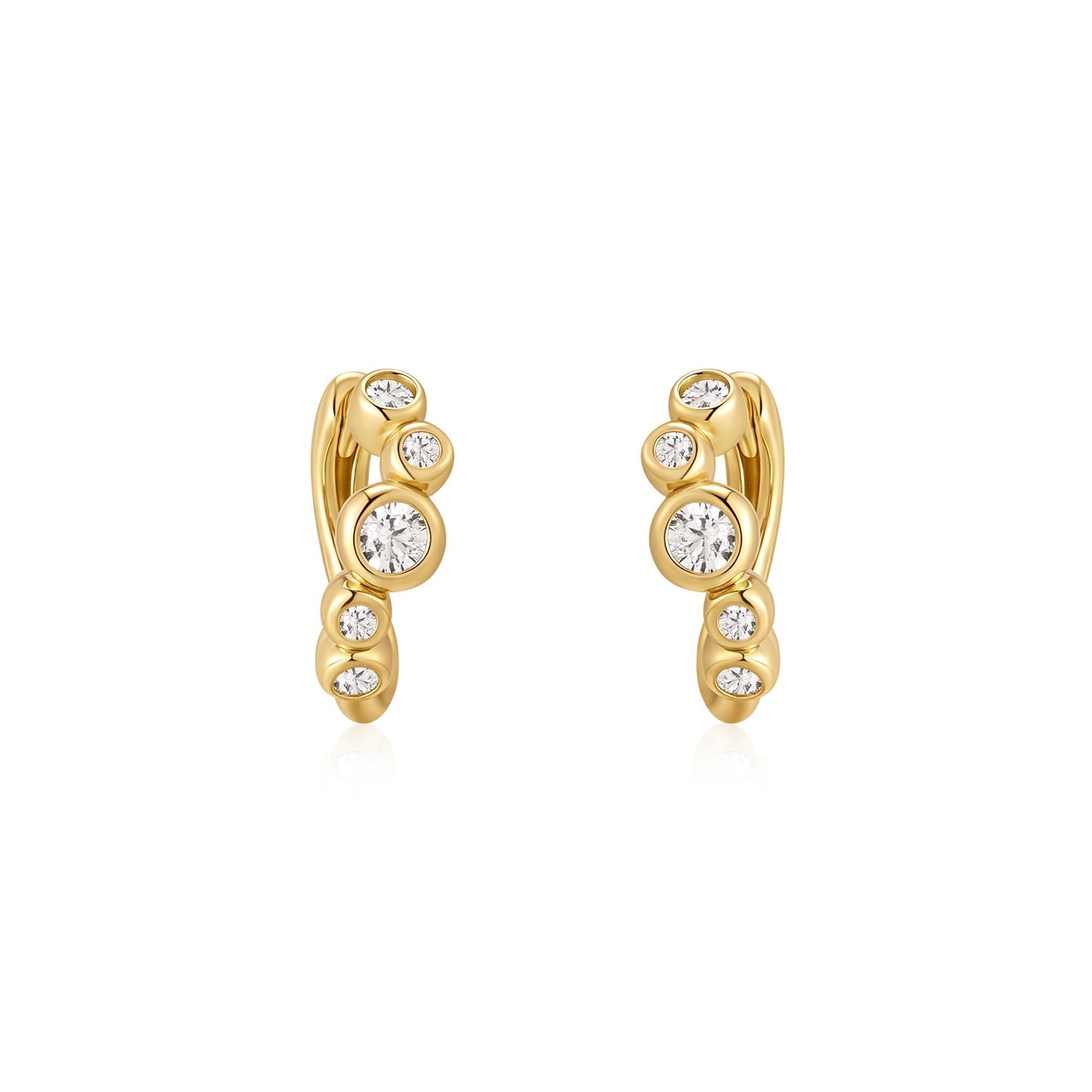 Ania Haie Gold Small Sparkling Tide Huggie Hoop Earrings