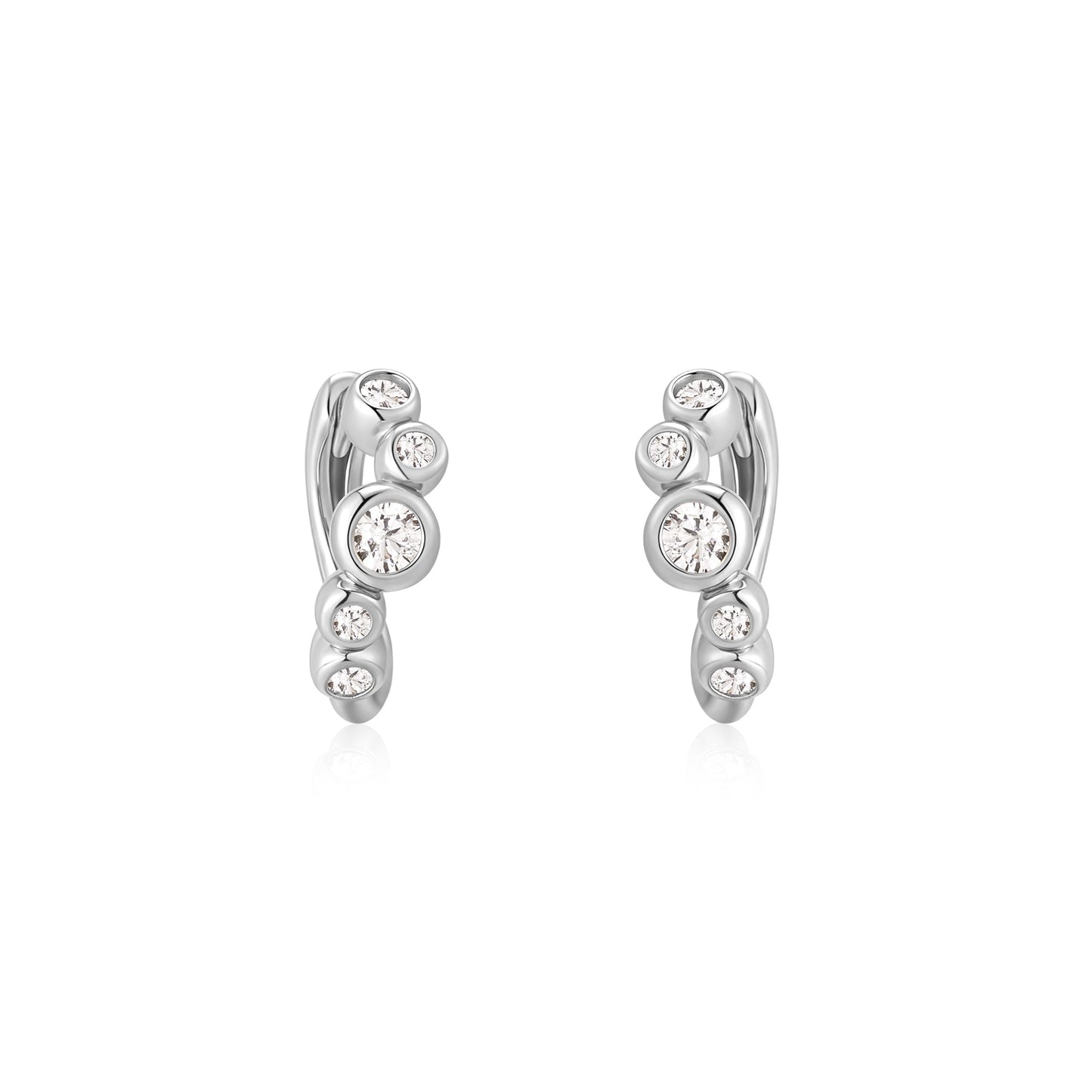 Ania Haie Silver Small Sparkling Tide Huggie Hoop Earrings