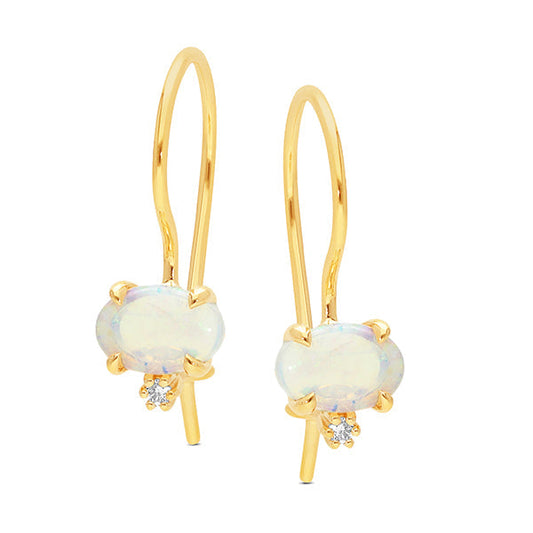 Opal & Lab Grown Diamond Earrings in 9ct Yellow Gold