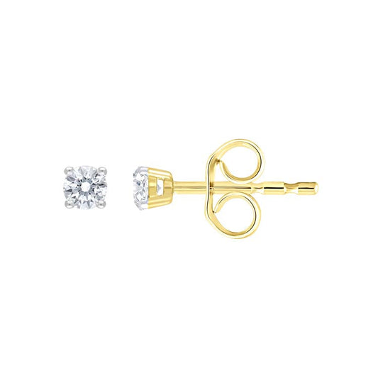 9ct Yellow Gold 0.10ct Diamond Claw Stud Earrings