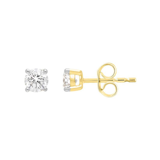 9ct Yellow Gold 0.20ct Diamond Claw Stud Earrings