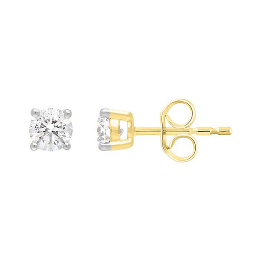 9ct Yellow Gold 0.30ct Diamond Claw Stud Earrings