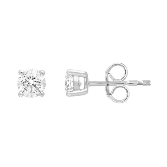 9ct White Gold 0.50ct Diamond Claw Stud Earrings
