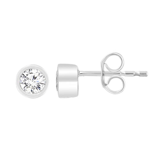 9ct White Gold 0.15ct Diamond Bezel Stud Earrings
