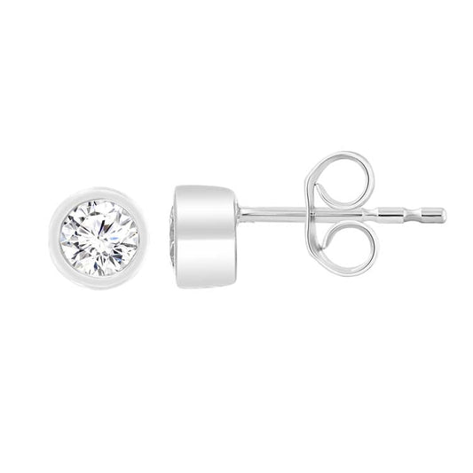9ct White Gold 0.20ct Diamond Bezel Stud Earrings