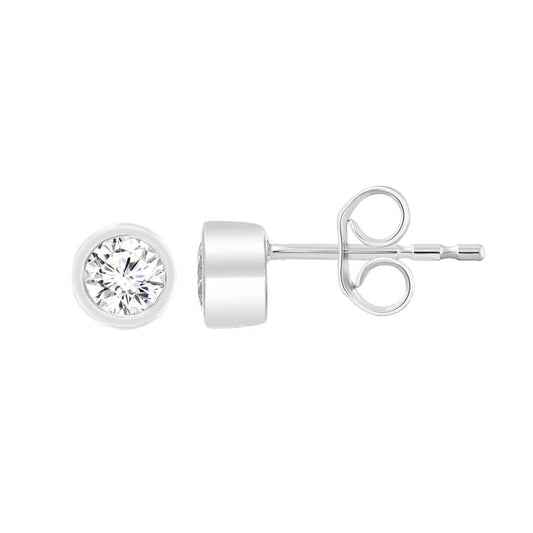 9ct White Gold 0.25ct Diamond Bezel Stud Earrings