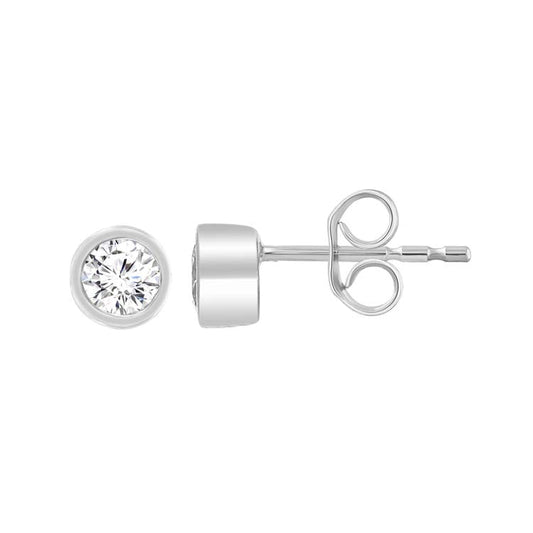 9ct White Gold 0.30ct Diamond Bezel Stud Earrings
