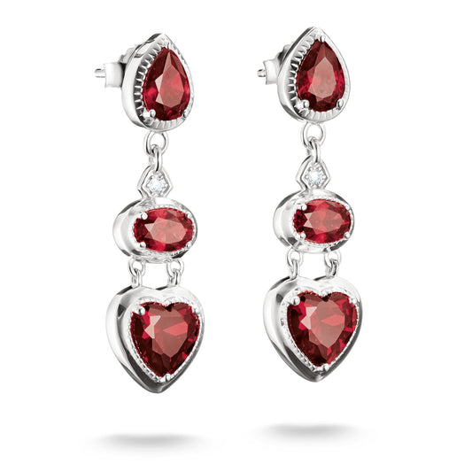 THOMAS SABO Drop Earrings with Red Heart Stones Silver