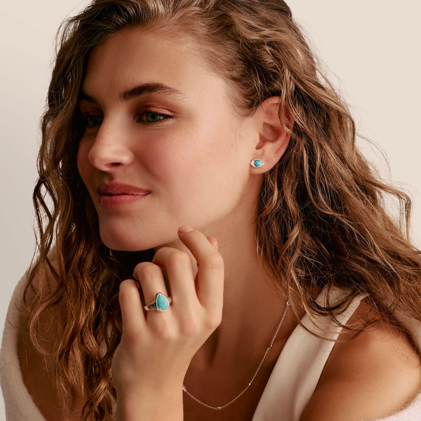 THOMAS SABO Turquoise Eye Stud Earrings Silver