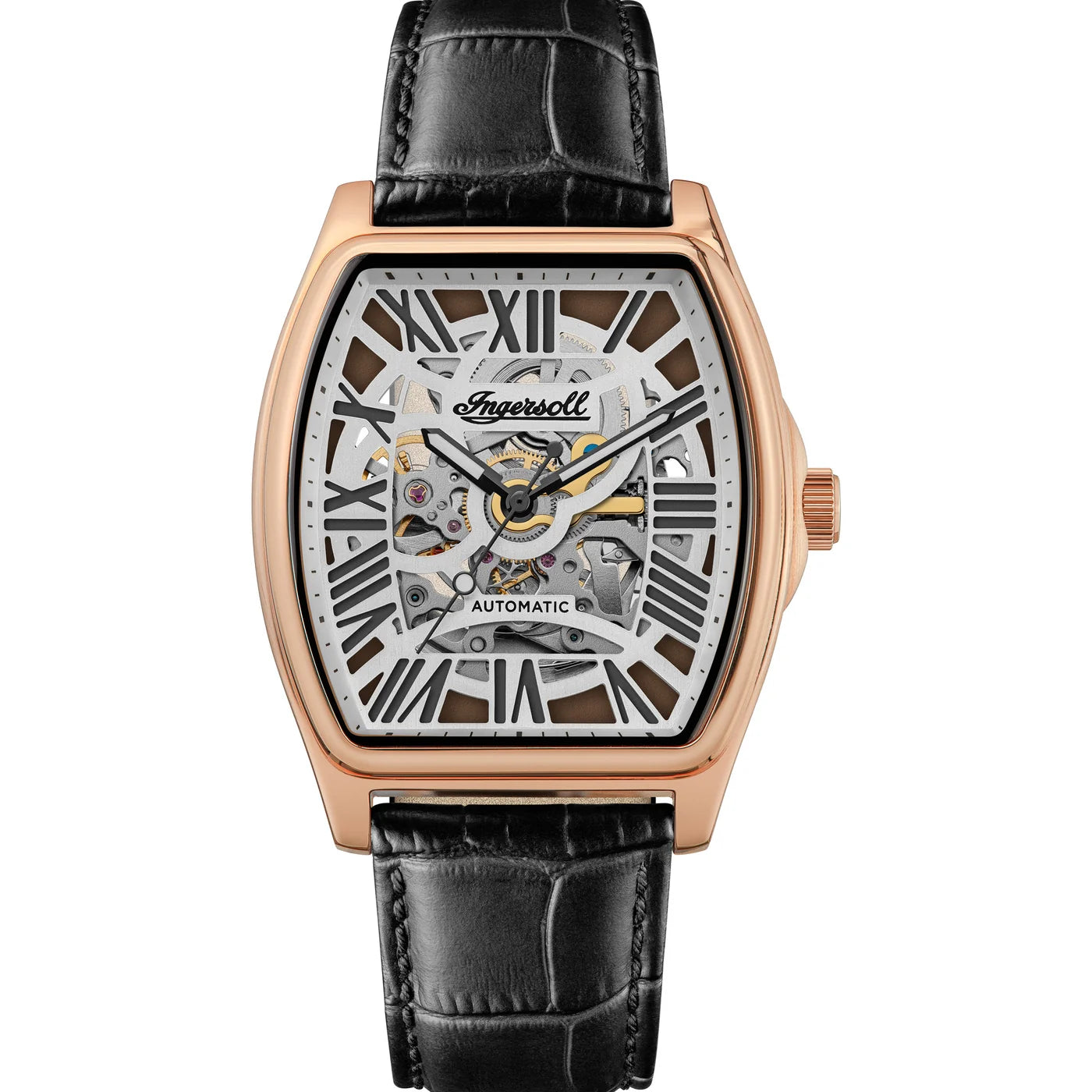 Ingersoll California Automatic Rose 39mm Dial Black Leather Watch