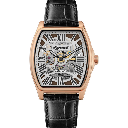 Ingersoll California Automatic Rose 39mm Dial Black Leather Watch
