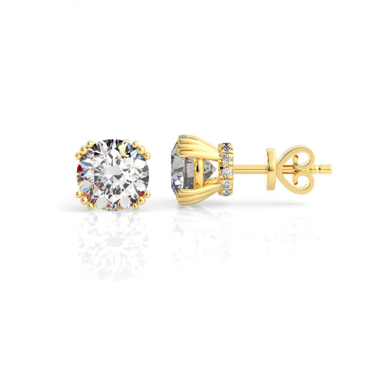Georgini Elegant Essentials 6.5mm Round Hidden Halo Stud Gold