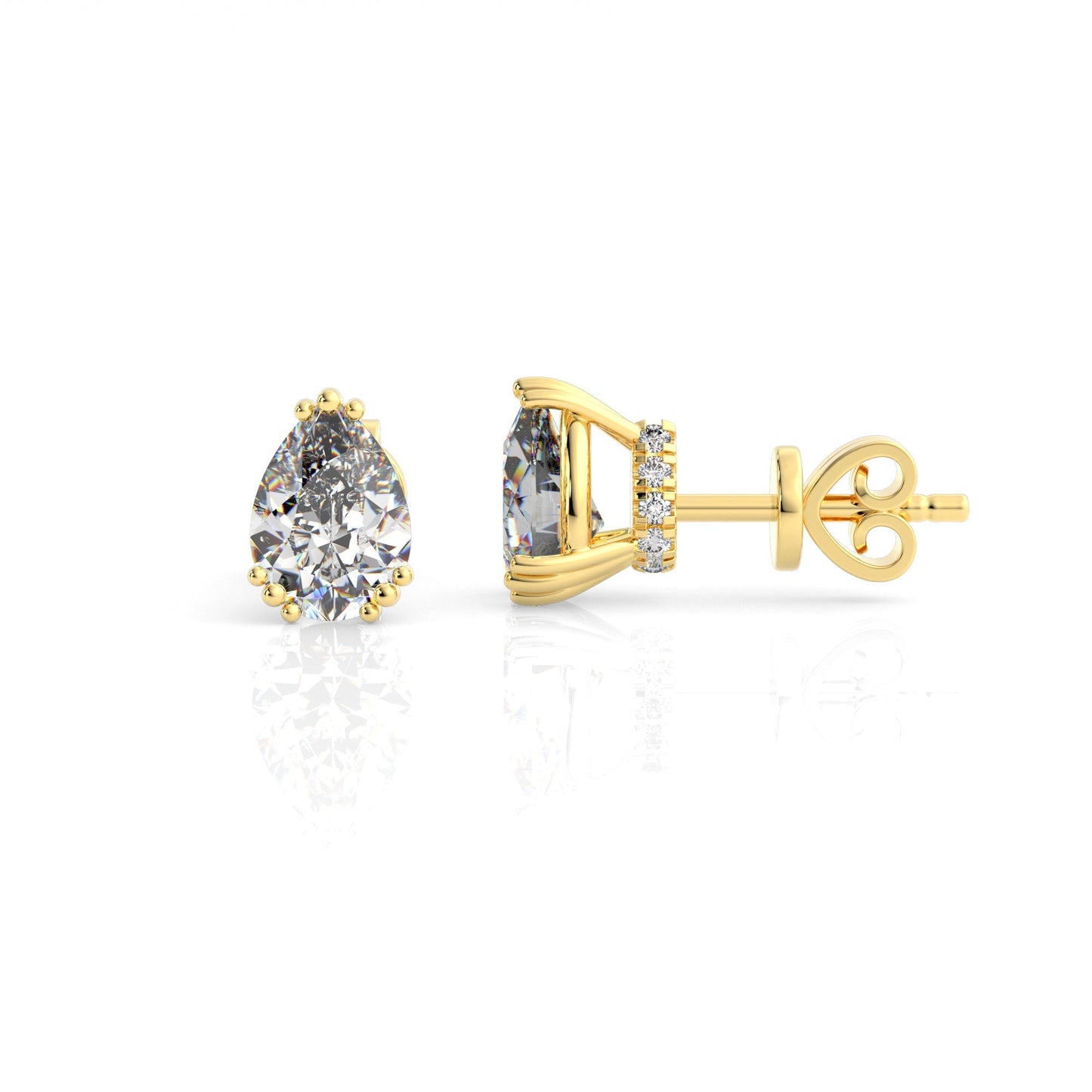 Georgini Elegant Essentials 7mm Pear Cut Hidden Halo Stud Gold