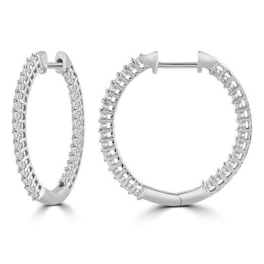 Inside Out Hoops with 0.25ct Diamonds in 9ct White Gold