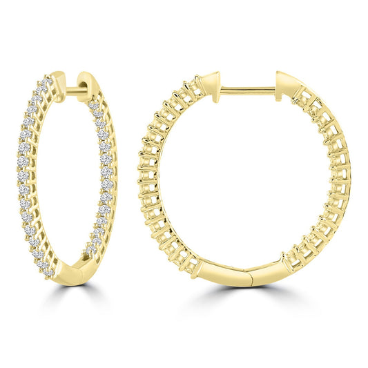 Inside Out Hoops with 0.25ct Diamonds in 9ct Yellow Gold