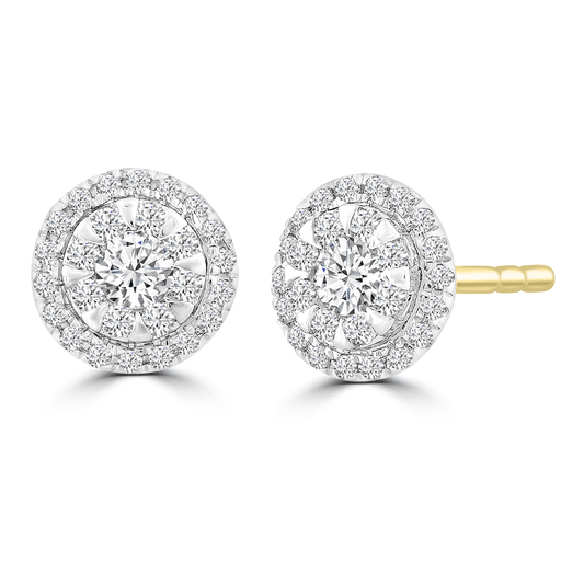 Cluster Stud Earrings with 0.25ct Diamond in 9ct Yellow Gold