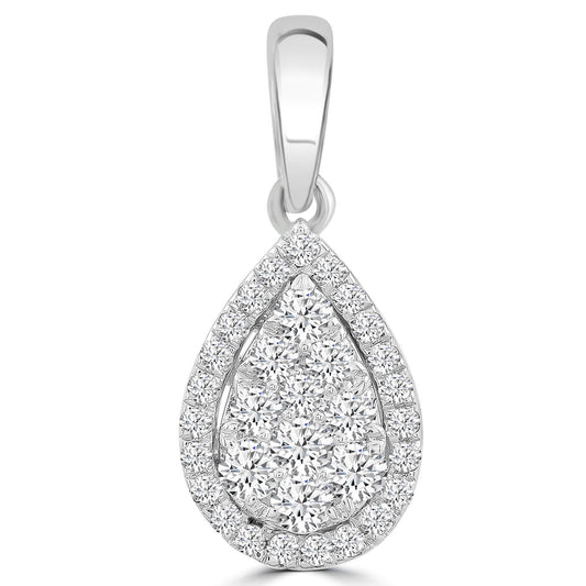 Pear Pendant with 0.25ct Diamonds in 9ct White Gold