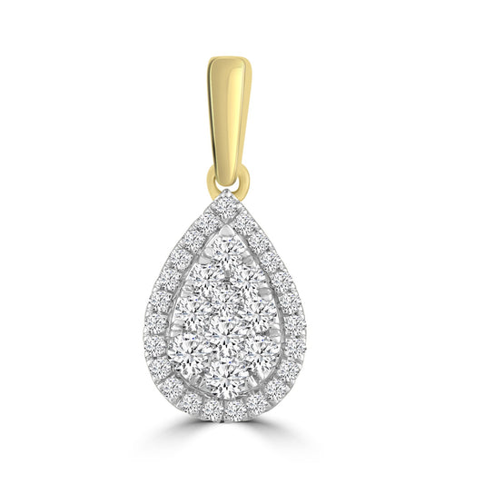 Pear Pendant with 0.25ct Diamond in 9ct Yellow Gold
