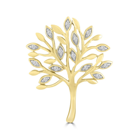 Tree Pendant with 0.05ct Diamond in 9ct Yellow Gold