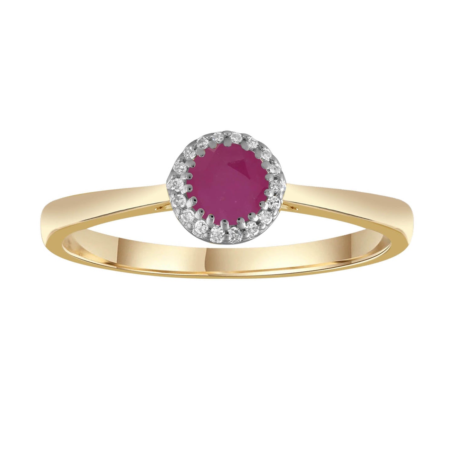 Diamond Ruby Ring with 0.05ct Diamonds in 9ct Yellow Gold