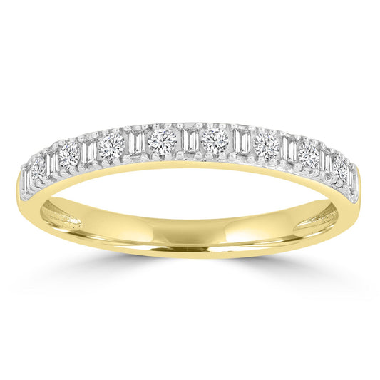 Band Ring with 0.20ct Diamonds in 9ct Yellow Gold