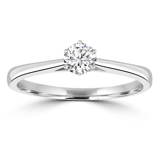 Solitaire Ring with 0.33ct Diamonds in 9ct White Gold