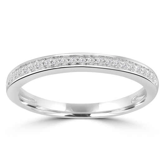 Band Ring with 0.15ct Diamonds in 9ct White Gold