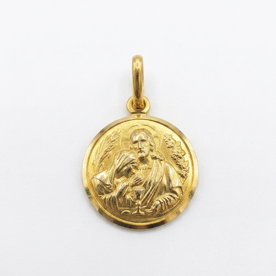 18ct Yellow Gold Holy Communion Medal