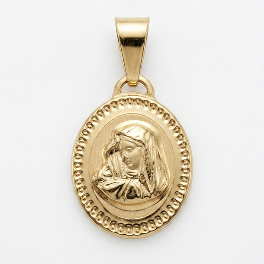 18ct Yellow Gold Mary Religious Medal