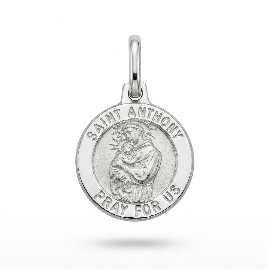 18ct White Gold St Anthony Medal