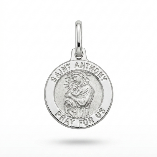 18ct White Gold St Anthony Medal