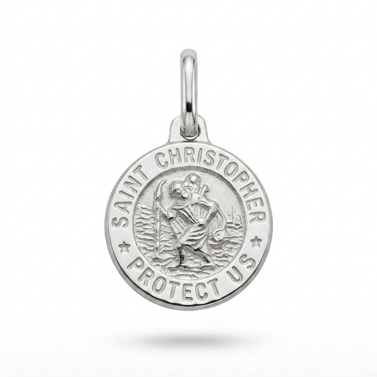 18ct White Gold St Christopher Medal