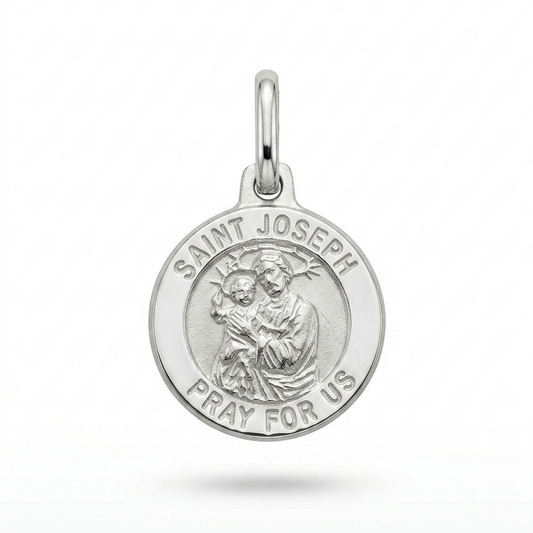 18ct White Gold St Joseph Medal
