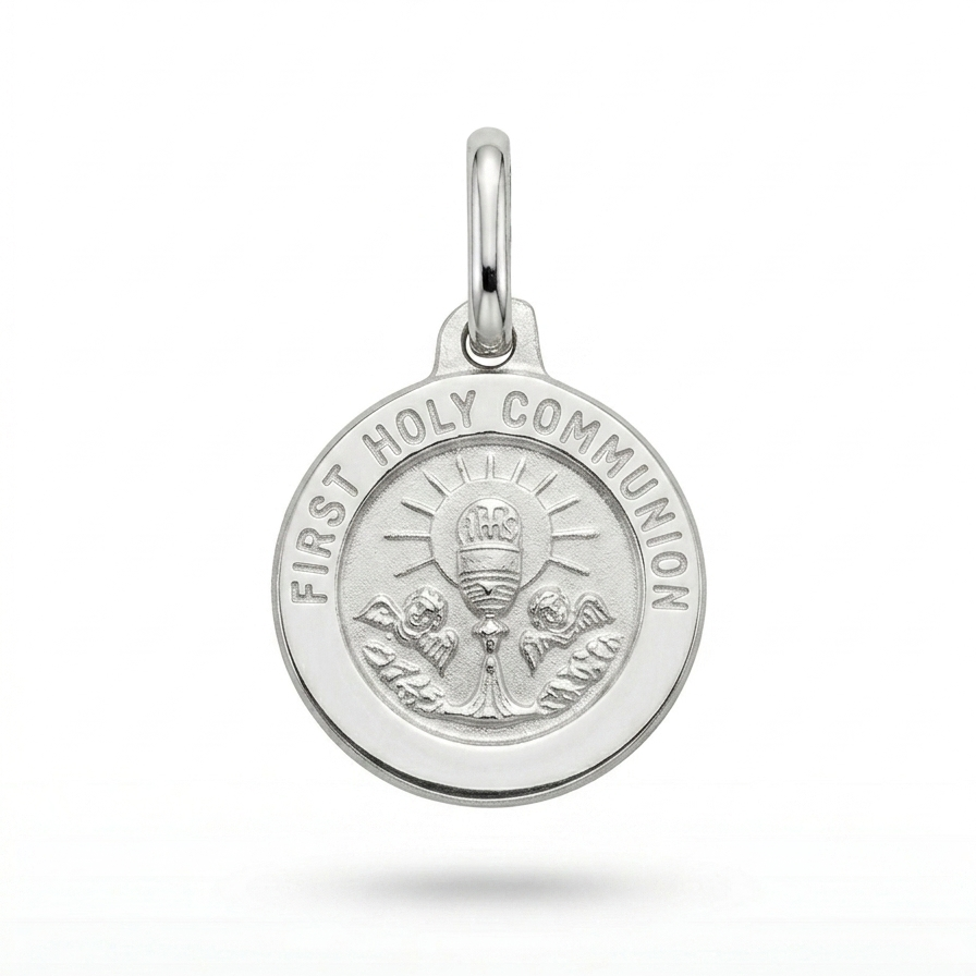 18ct White Gold Holy Communion Medal
